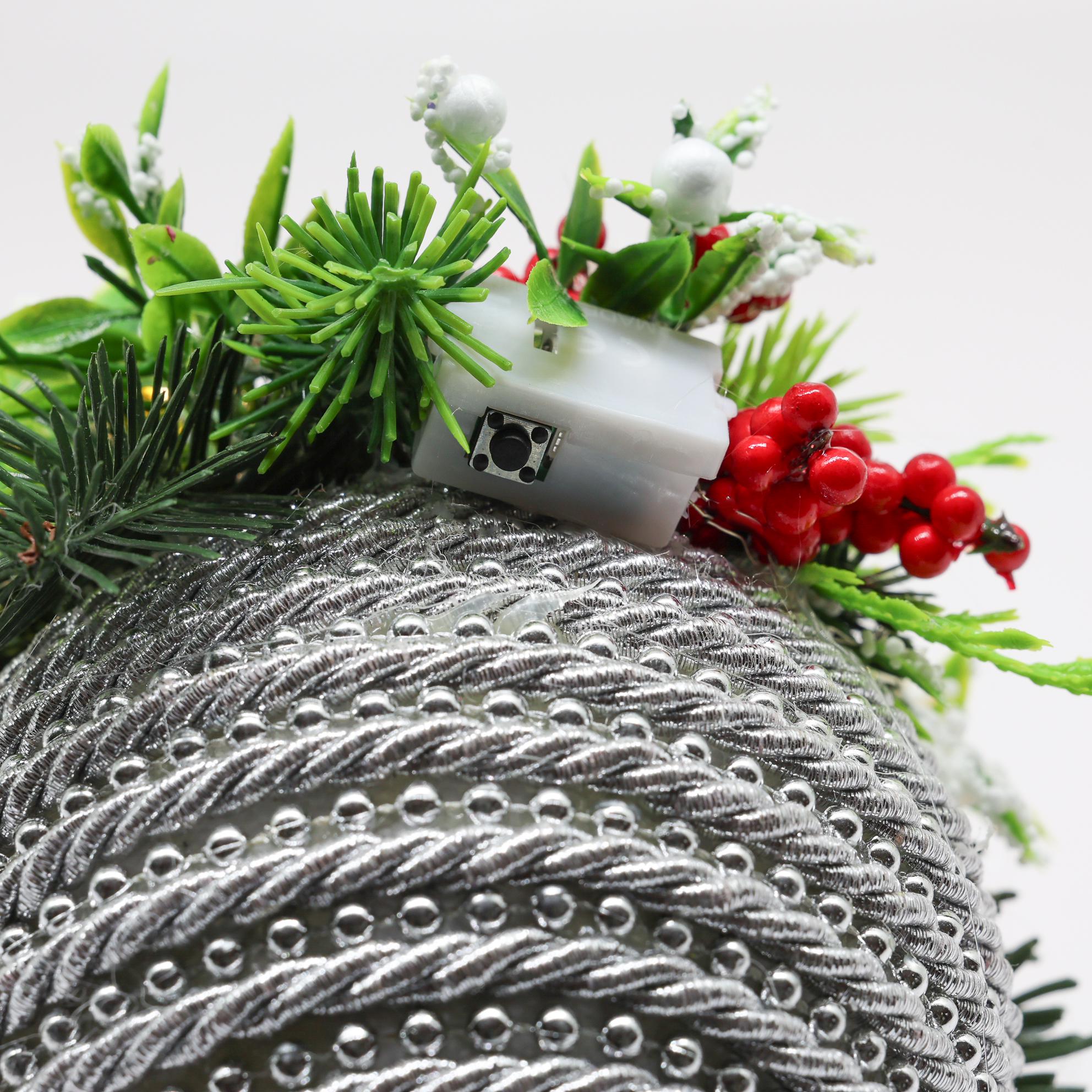 Композиция новогодняя GALA DECOR задекорированный серебристый шар 10 см (Ш1020ЛС) - фото 3 Композиция новогодняя GALA DECOR задекорированный серебристый шар 10 см (Ш1020ЛС) - фото 3