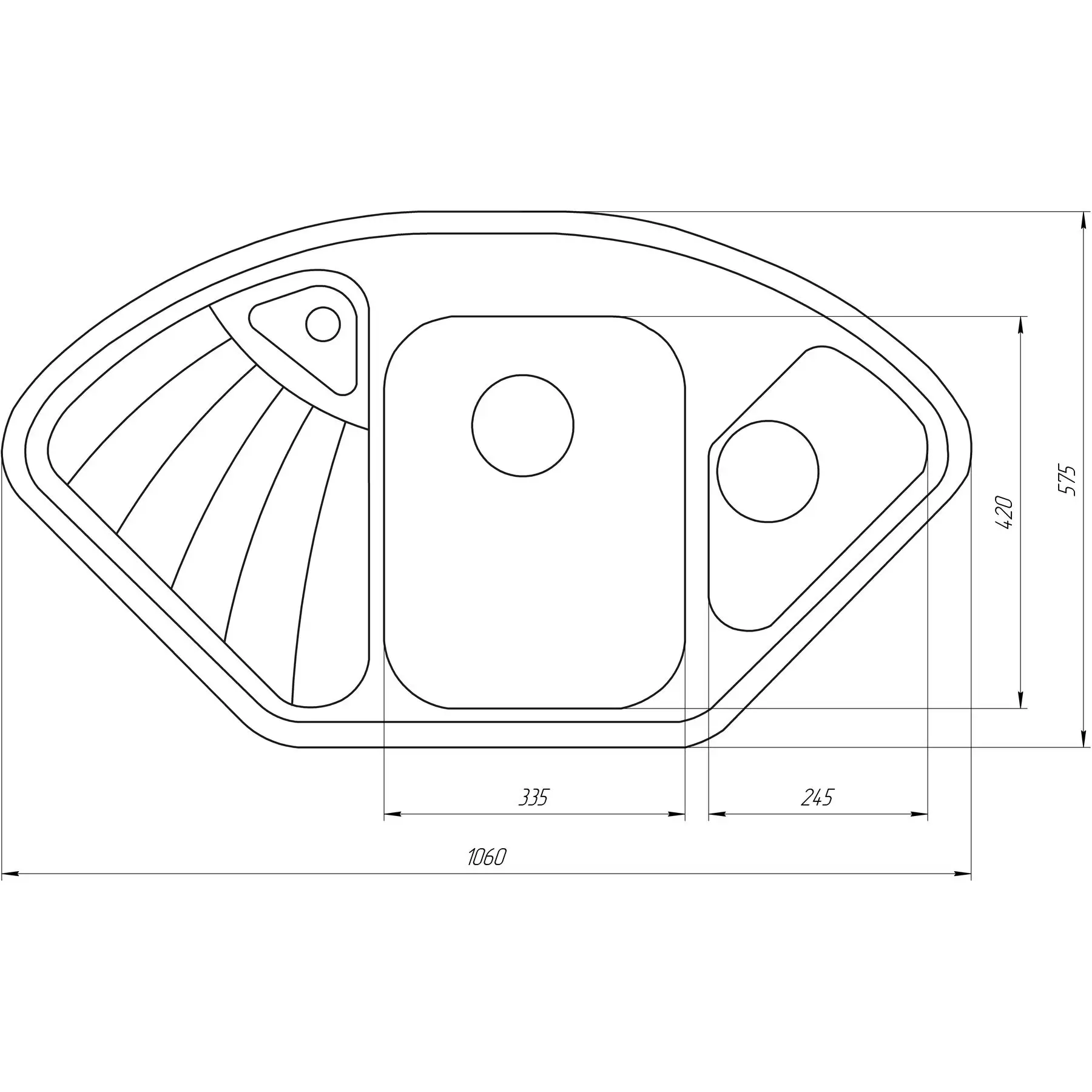 Мойка гранитная Globus Lux AVERNO А0001 1060х575 мм Черный металлик (GSR-00007622) - фото 6