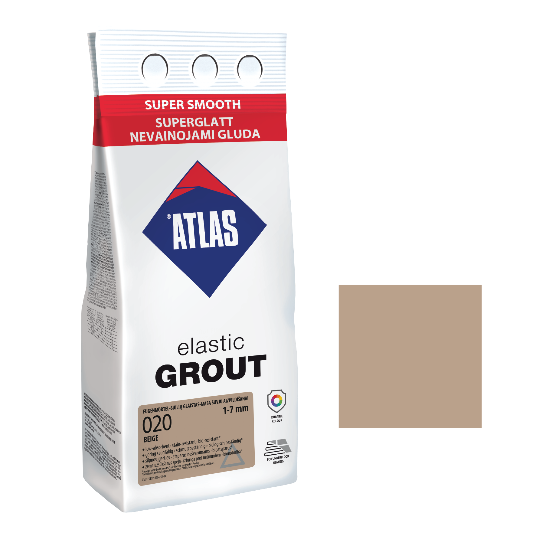 Фуга для плитки ATLAS ELASTYCZNA 020 еластична 1-7 мм 2 кг Бежевий (000107297) - фото 1 Фуга для плитки ATLAS ELASTYCZNA 020 еластична 1-7 мм 2 кг Бежевий (000107297) - фото 1
