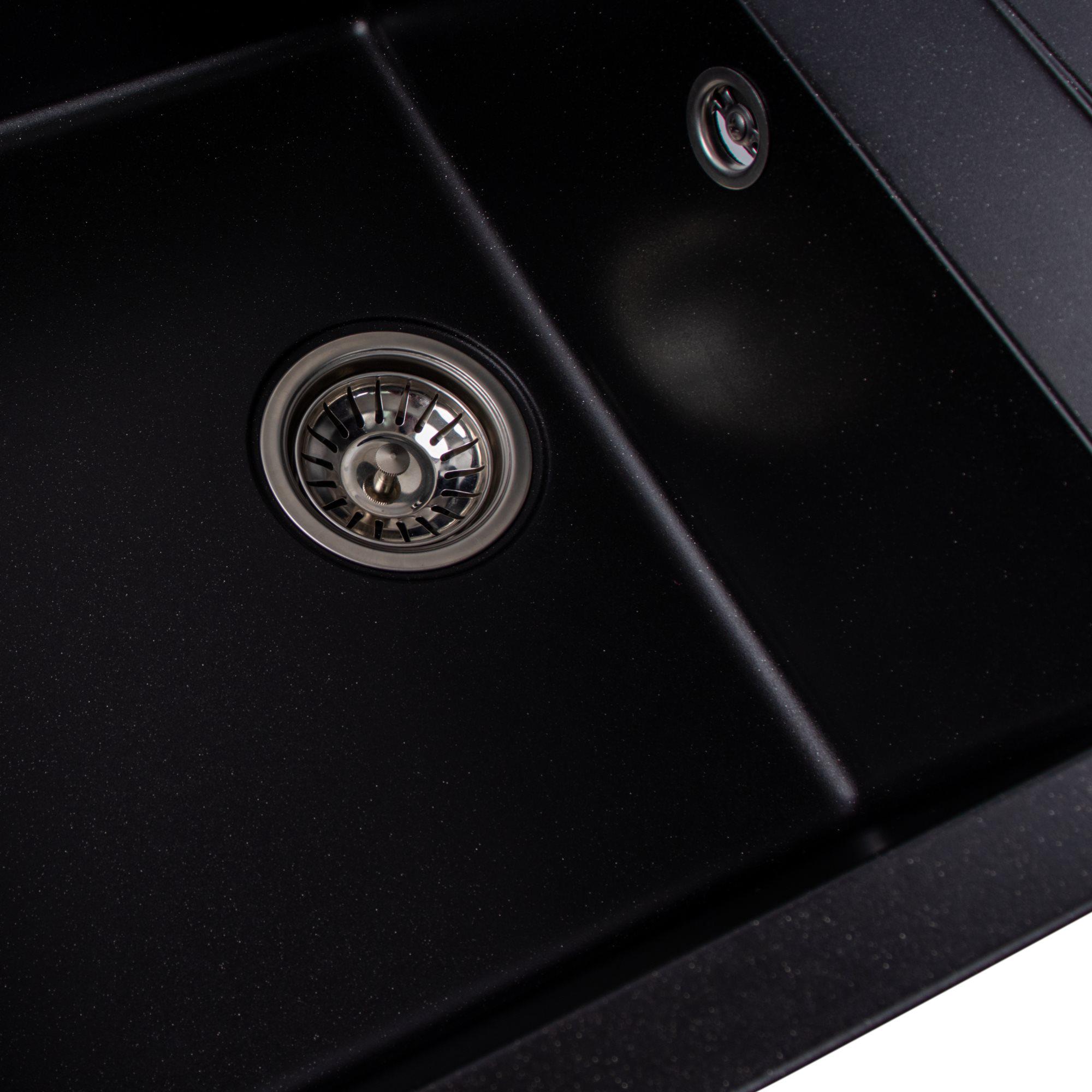 Мийка гранітна для кухні Valeso 7950 Selena матова Чорний металік - фото 3 Мийка гранітна для кухні Valeso 7950 Selena матова Чорний металік - фото 3