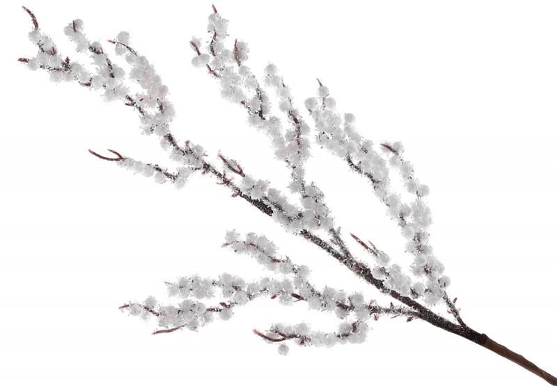 Веточка новогодняя 839592 с белыми ягодами 62 см