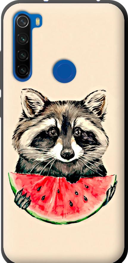 Чехол на Xiaomi Redmi Note 8T Енотик с арбузом (4605b-1818-42517)