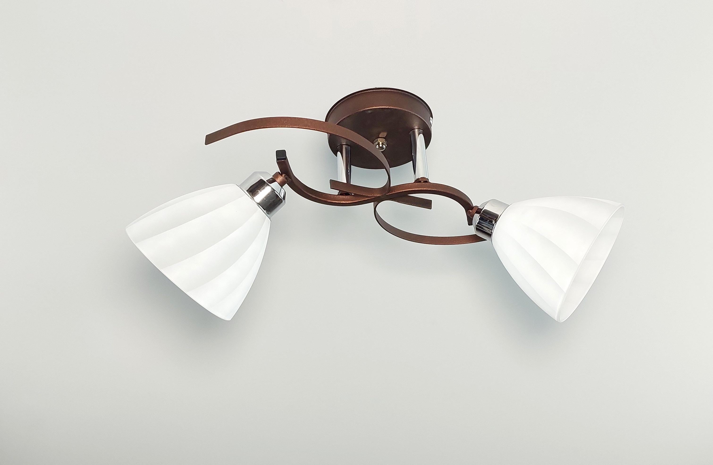 Люстра потолочная Лофт 3222/2 на два плафона металлическая Коричневый