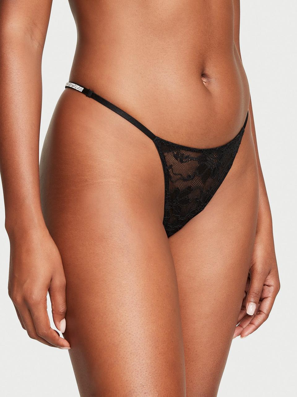 Трусы женские Victoria's Secret Shine Strap V-String S Черный (15397487)