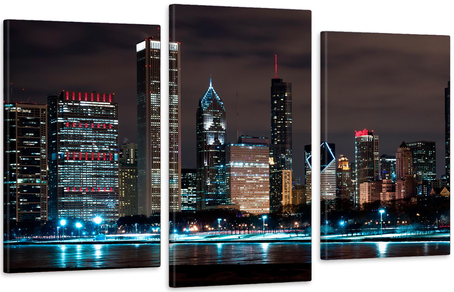 Картина модульная в гостиную/спальню Город ночью 53х100 см (Art-543_3)