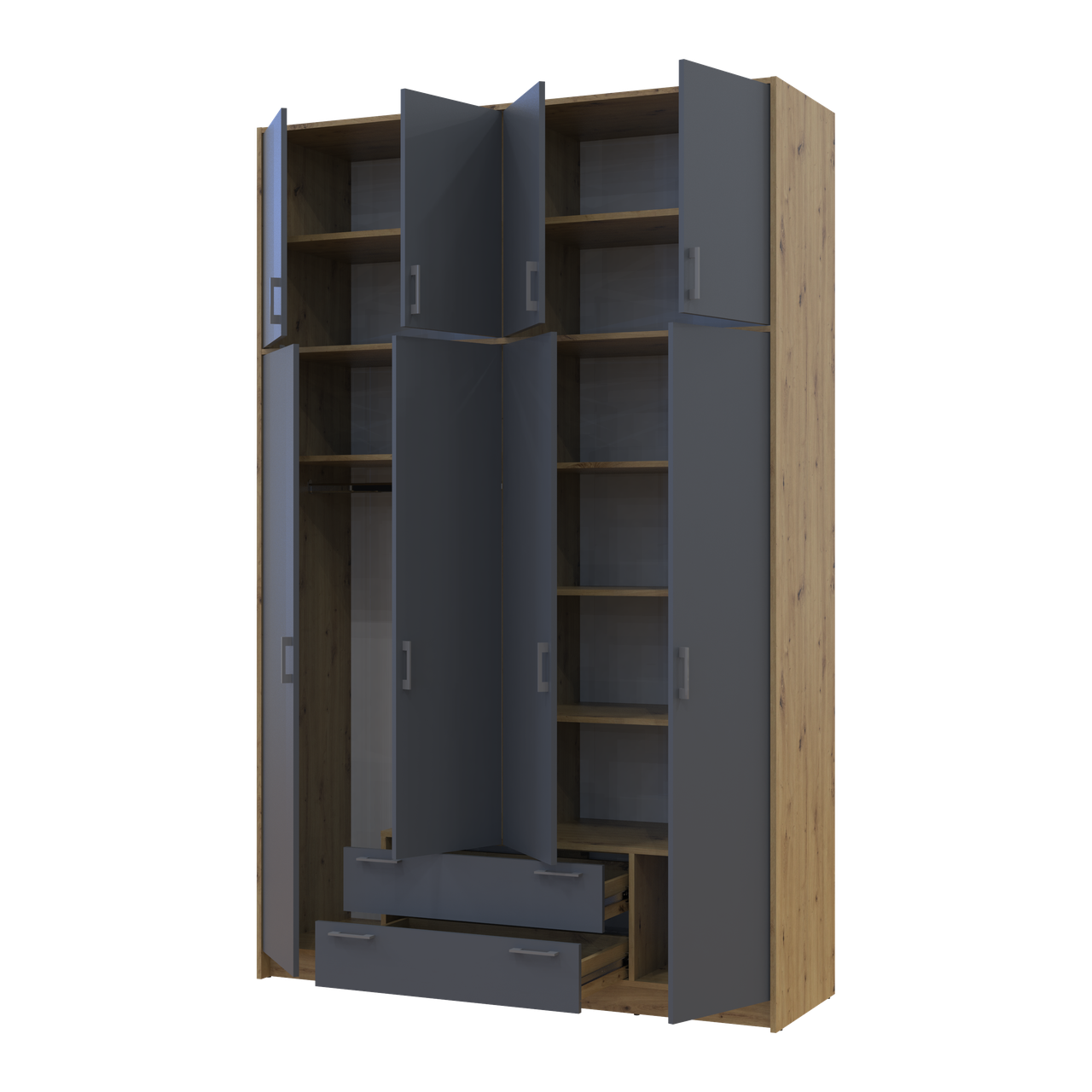 Антресоль висока Doros Ронді 4 ДСП 160х52х65 см Дуб Артізан/Графітовий (41516184) - фото 7 Антресоль висока Doros Ронді 4 ДСП 160х52х65 см Дуб Артізан/Графітовий (41516184) - фото 7