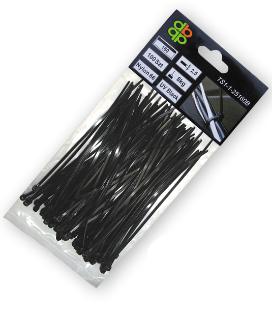 Стяжки кабельные пластиковые Bradas 3,6х200 мм 100 шт. UV Black