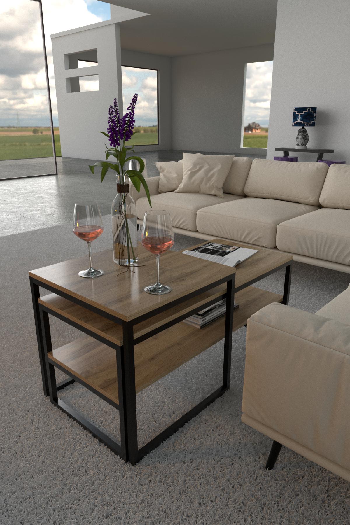 Журнальный модульный столик EcoLoft Асти DSP-1263-1 в стиле лофт Дуб Аппалачи (DSP-1263-1)