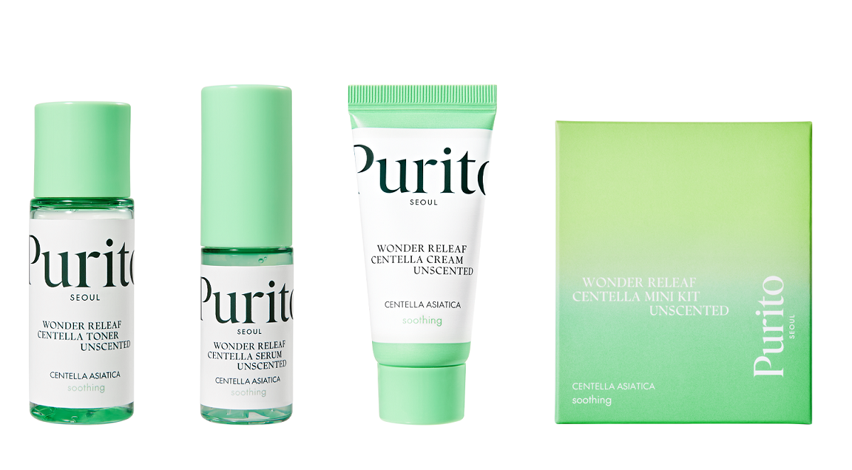 Набор средств с центеллой без эфирных масел Purito SEOUL Wonder Releaf Centella Mini Kit Unscented (0000005300)