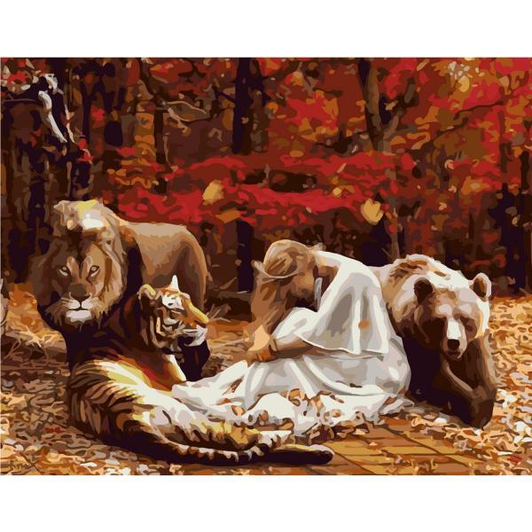 Картина по номерам Strateg Животные Величественные защитники 40х50 см в термопакете (SY6285-mt)
