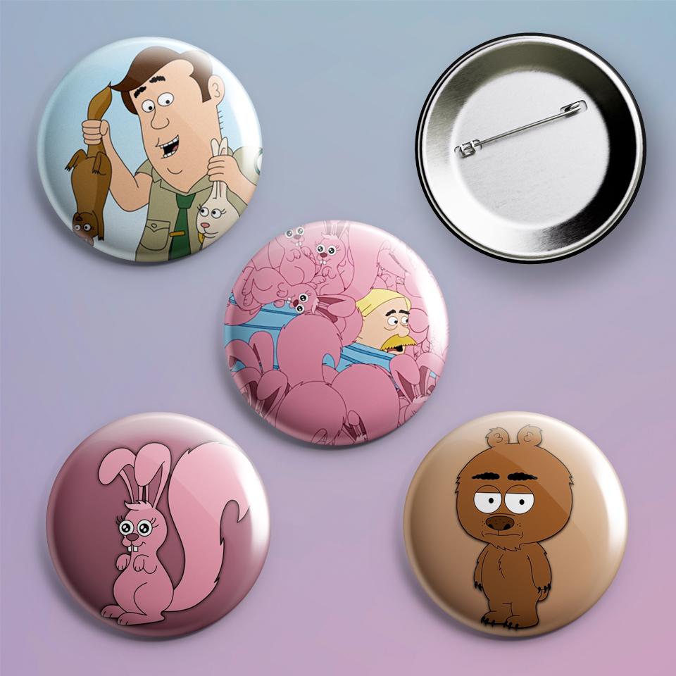 Значки на рюкзак с принтом Brickleberry 4 шт.