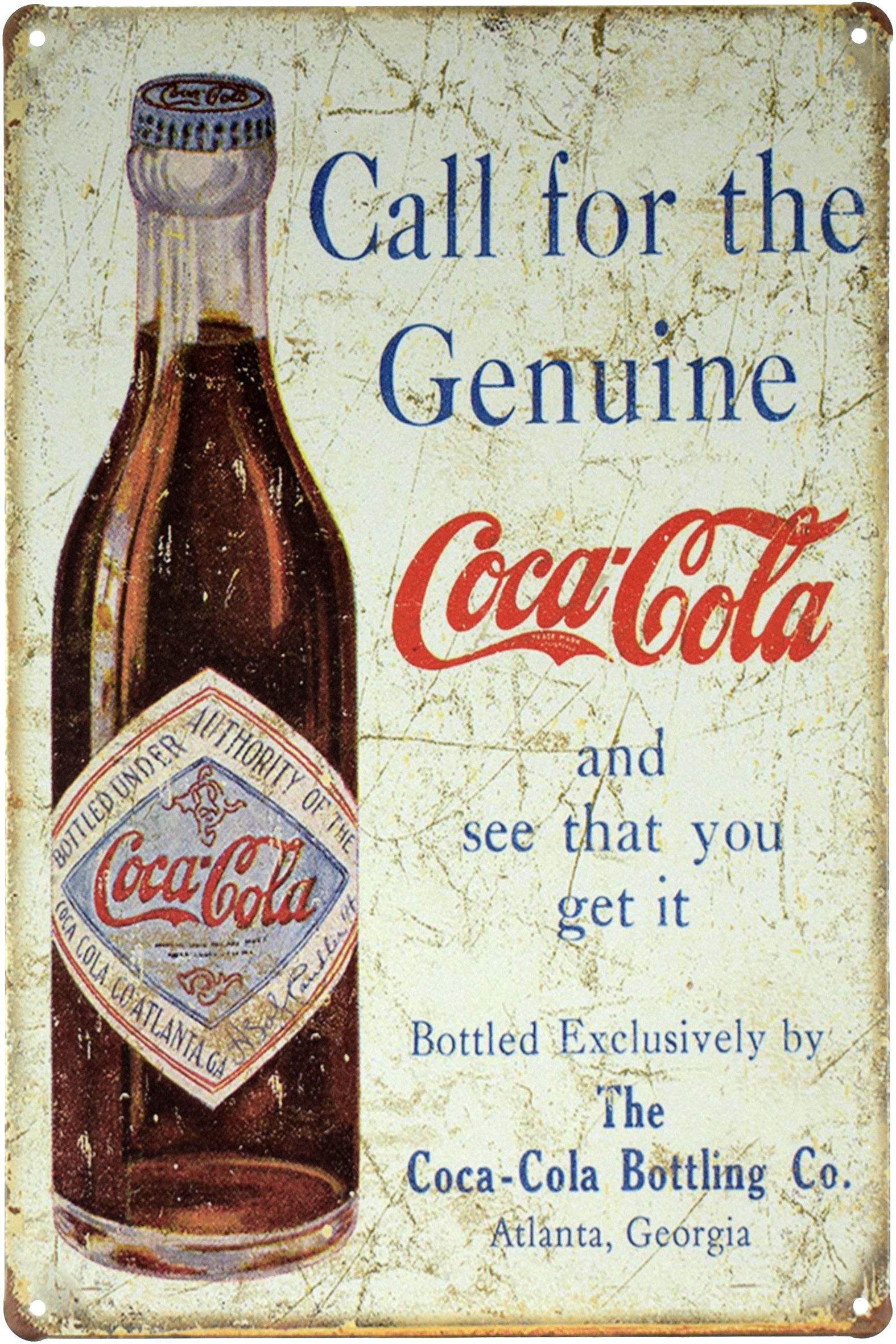 Табличка металлическая Кока-Кола/Coca-Cola Call For The Genuine 20x30 см