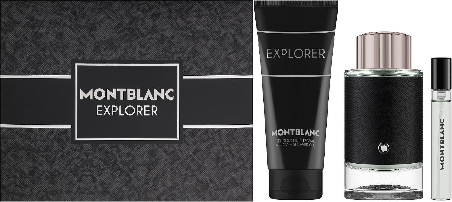 Подарочный набор для мужчин Mont Blanc Explorer парфюмированная вода мини 7,5 мл/парфюмированная вода 100 мл и гель для душа 100 мл (375488)