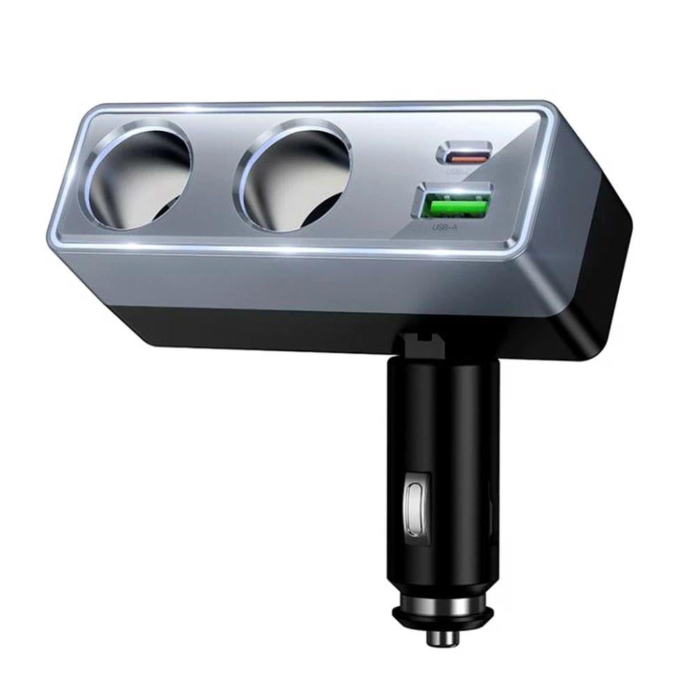 Зарядное устройство для автомобильного Hoco Z65B 240W 2 гнезда прикуривателя + USB-C и USB-A PD QC3.0 Black (35711211)