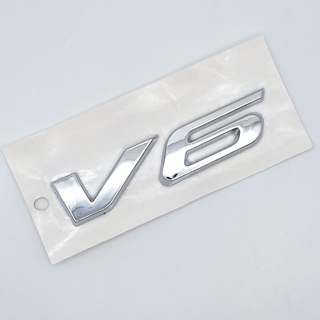 Эмблема надпись V6 Ford ABS 7,4 х 1,5 см Хром глянцевый (2325720898)