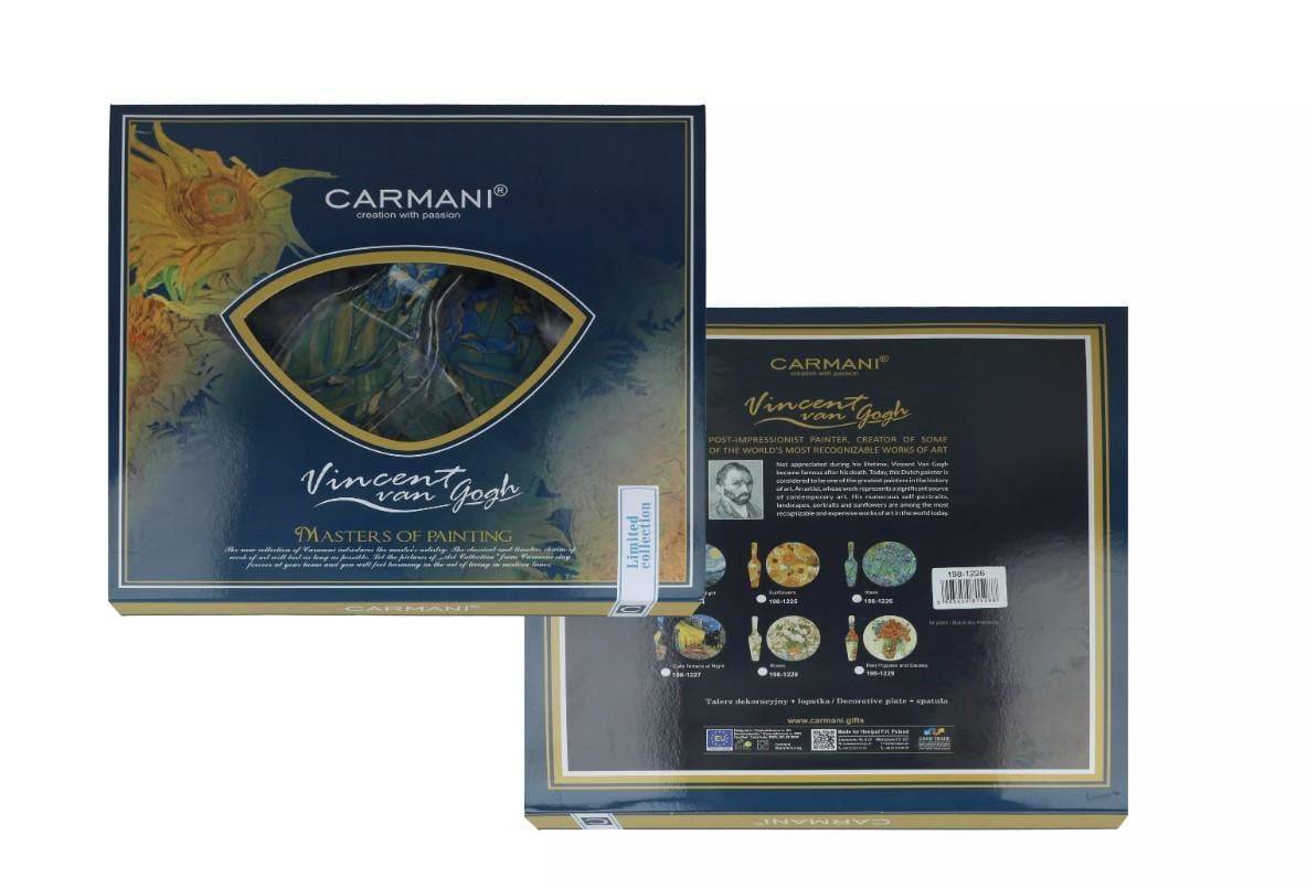 Тарелка стеклянная для торта Саrmanі с лопаткой Ван Гог Ирисы d 30 см (198-1226) - фото 5