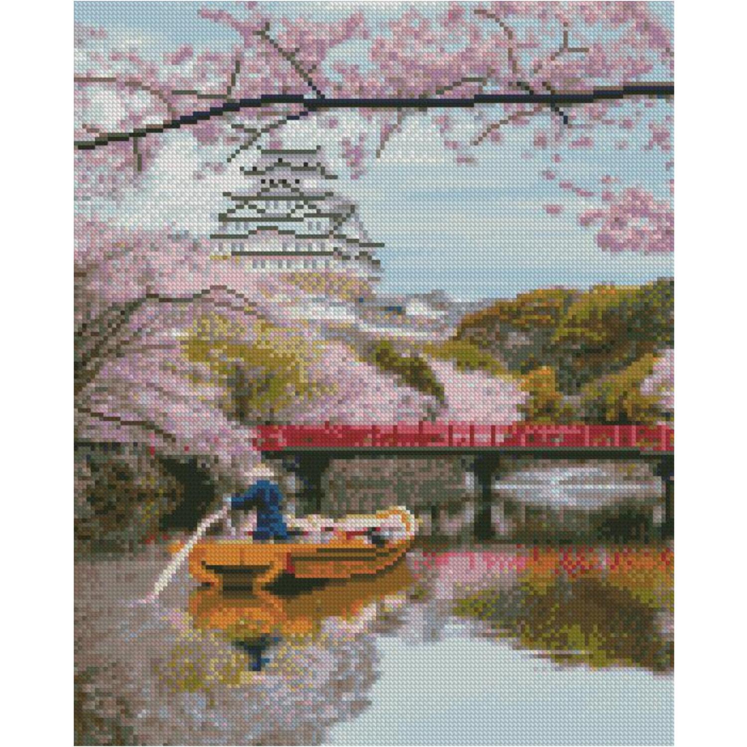 Алмазная мозаика Strateg Премиум Сакура на воде 40x50 см (FA40906)