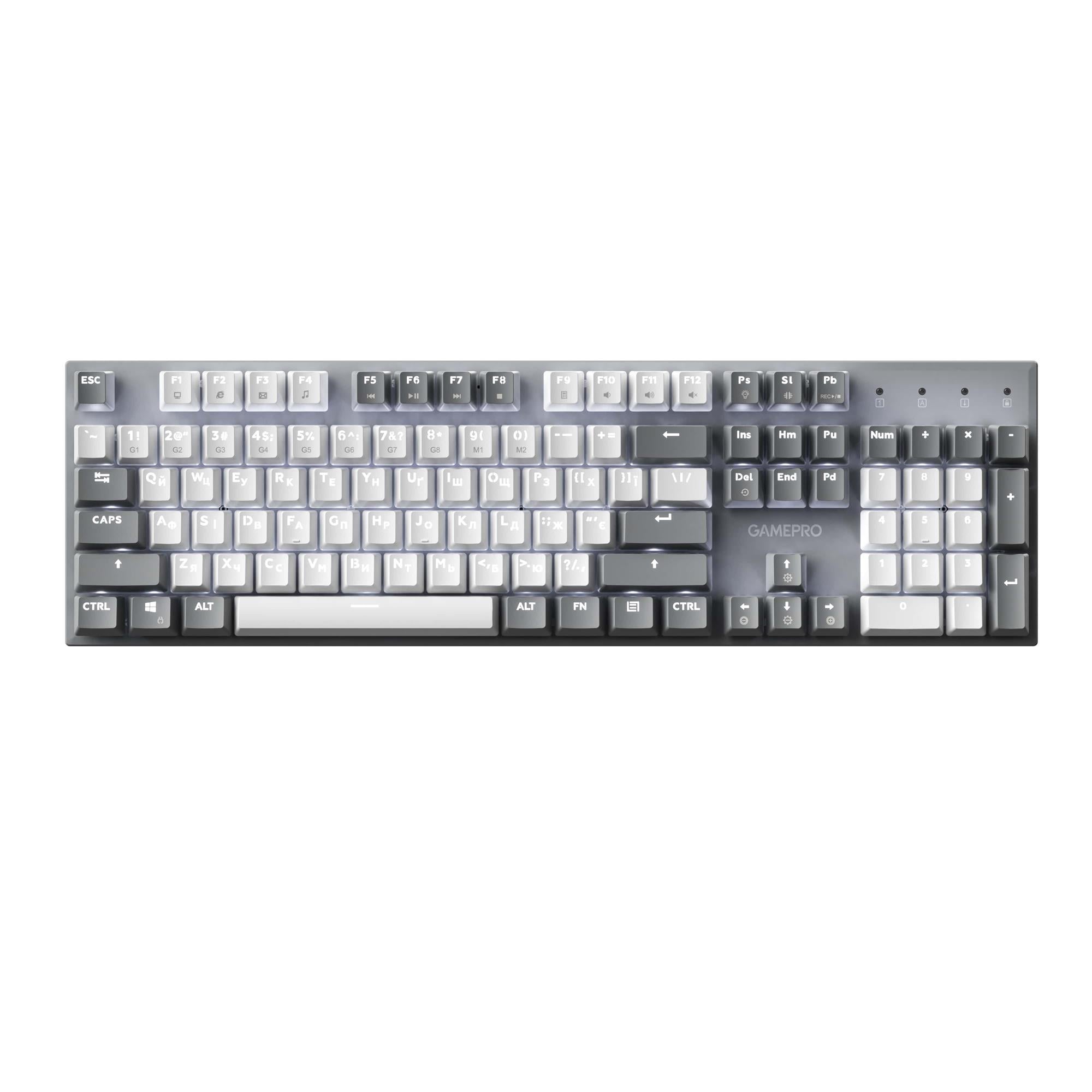 Клавиатура механическая игровая GamePro Genesis Metallic MK144G 104 клавиши USB-C Outemu Red Grey (34618330)