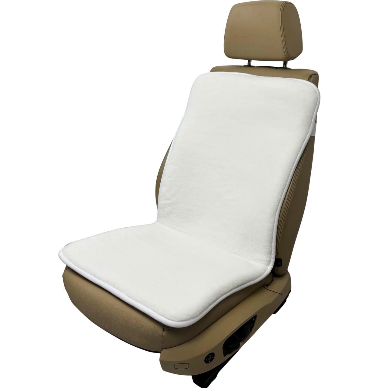 Чехол-накидка меховой универсальный на переднее сиденье авто из овчины Белый (320-1-N)