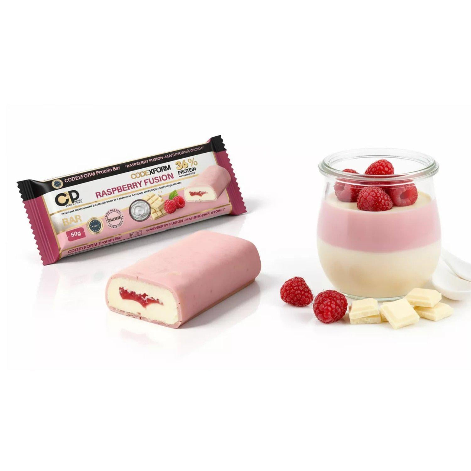 Батончик протеиновый CodeXform Raspberry Fusion 36% протеина без сахара (BAR-FUSION-01) - фото 2