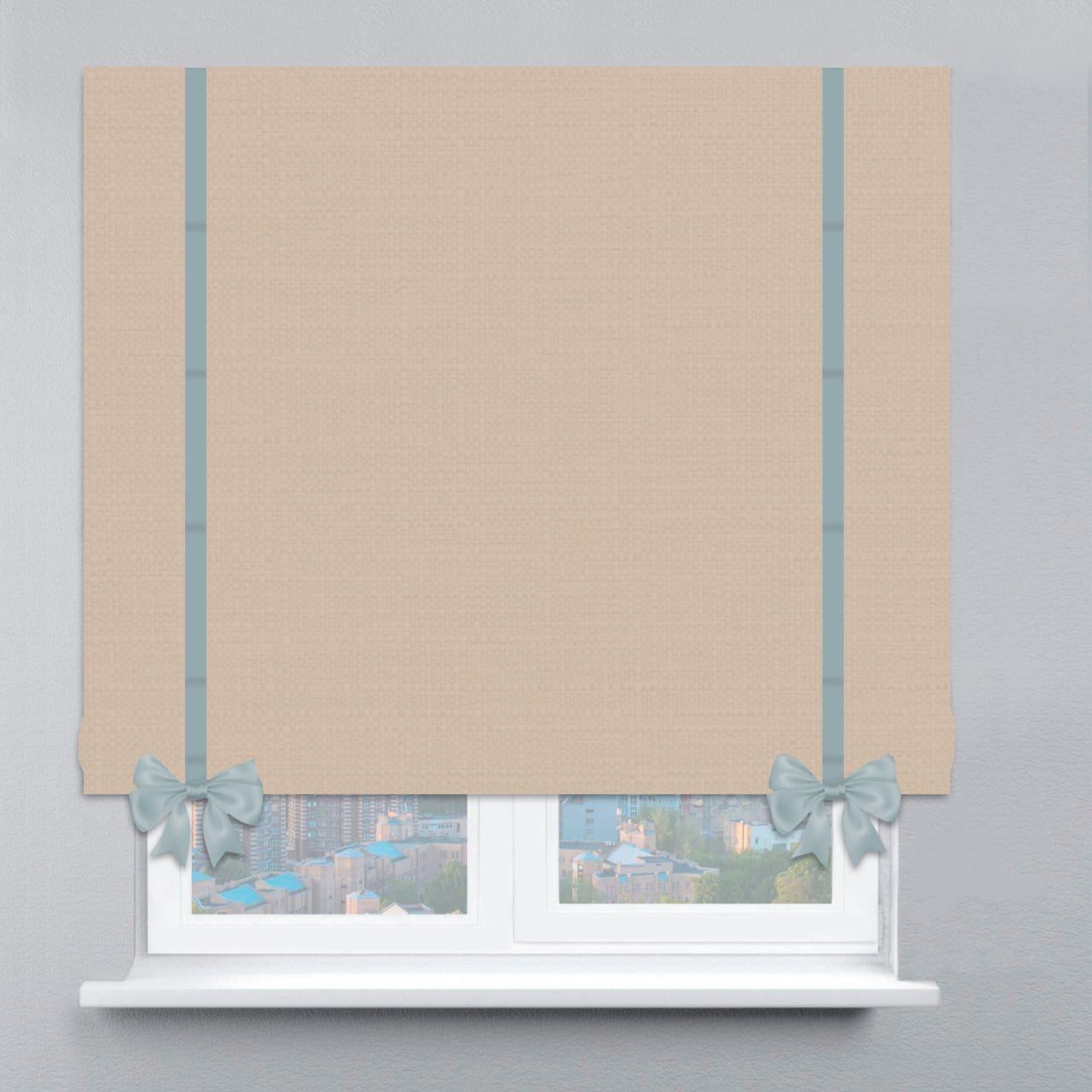 Римская штора лен с лентой и бантом 230х170 см Бежевый