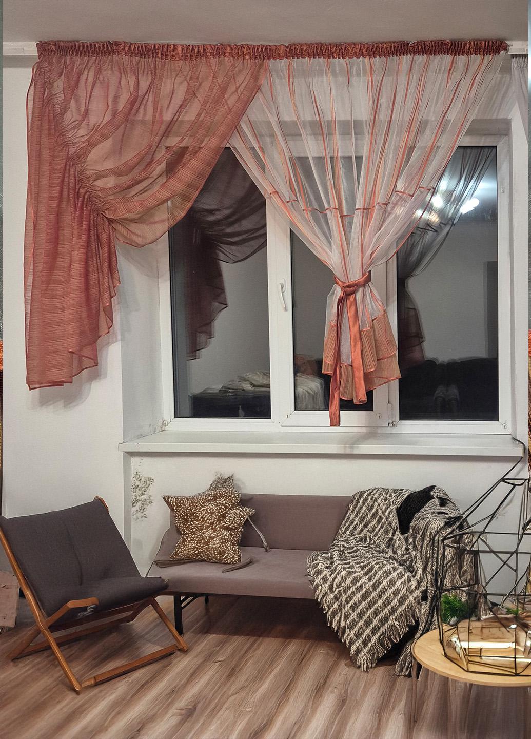 Комплект тюль к подоконнику Firanka Эдельвейс карниз 200 см Терракотовый (70к)