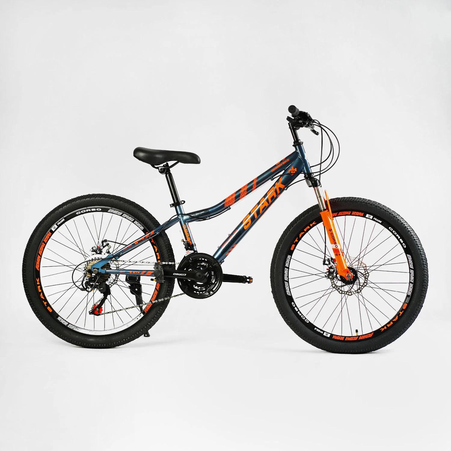 Велосипед спортивный Corso Stark 24" 21 скорость собран на 75% Black/Orange (137737)
