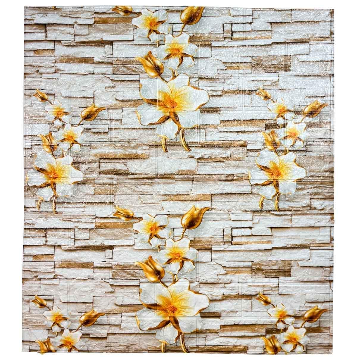 Панель самоклеюча декоративна 3D Камінь 700x770x3 мм Абрикос