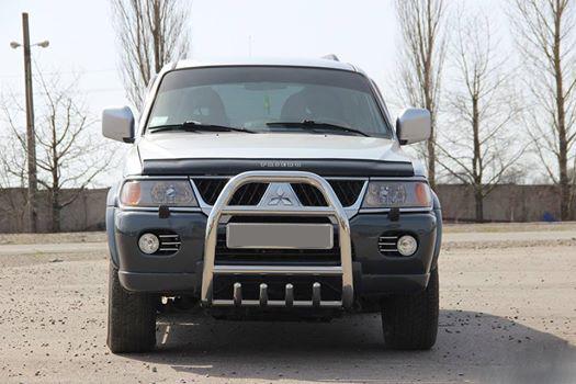 Кенгурятник QT007 CAN для Mitsubishi Pajero Sport 1996-2007 гг. нержавеющая сталь Хром