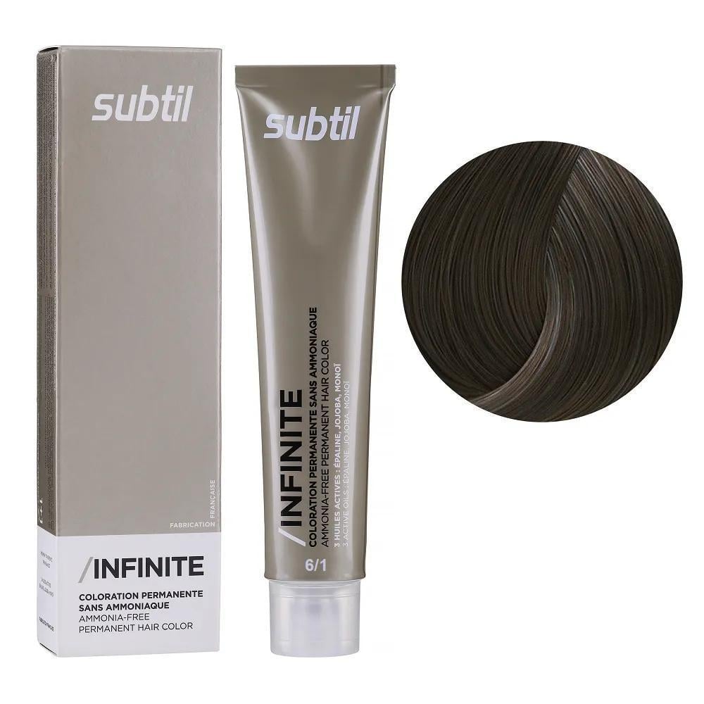 Крем-краска безаммиачная для волос Subtil Infinite Permanent Hair Color 6.1 Темный пепельный блондин 60 мл