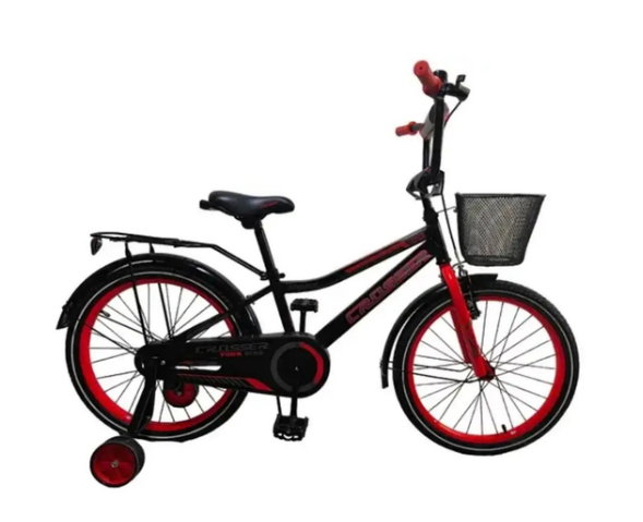 Детский двухколесный велосипед Rocky Crosser-13 12" с корзиной и дополнительными колесами Красный