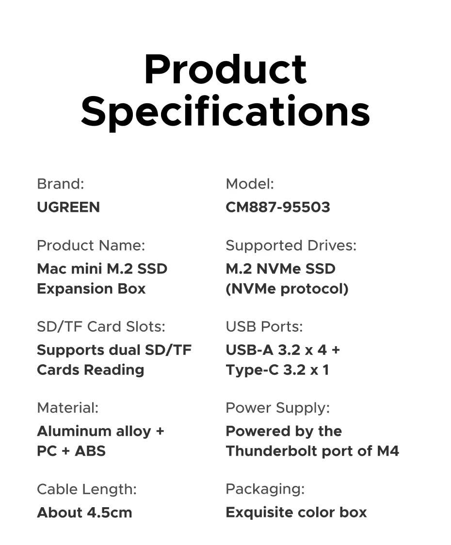 Док-станция UGREEN CM887 для Mac Mini M4/M4 Pro два порта Type-C на M.2 NVMe SSD 40 Gbps HDMI 8K Pro Grey (95503A) - фото 21
