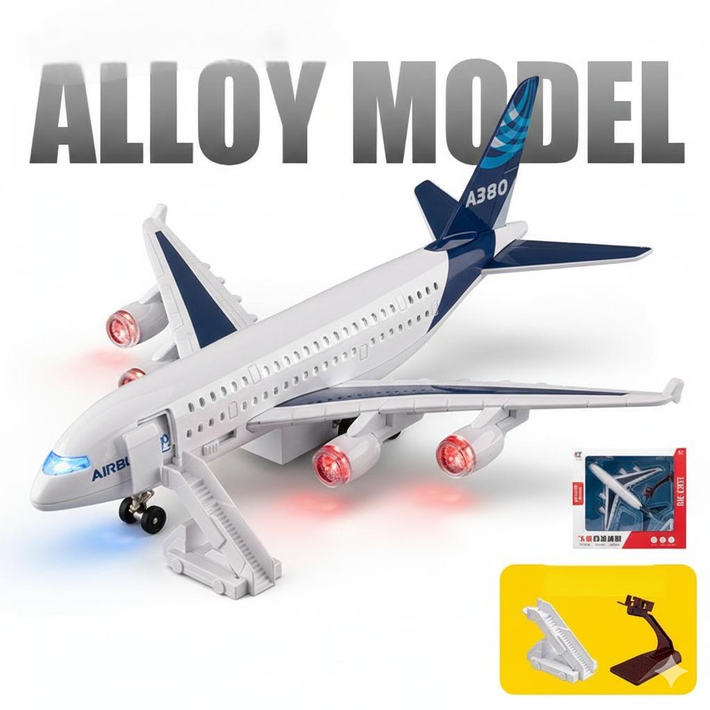 Модель пасажирського літака Airbus A380 зі сплаву зі світлом, звуком та інерційним механізмом Білий - фото 3 Модель пасажирського літака Airbus A380 зі сплаву зі світлом, звуком та інерційним механізмом Білий - фото 3