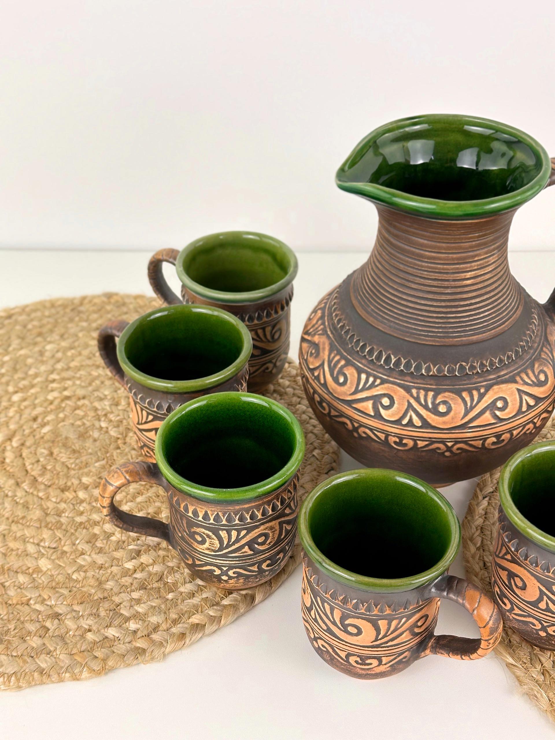 Набір глиняного посуду для компоту Гражда на 6 чоловік Коричневий (17019-29) - фото 7