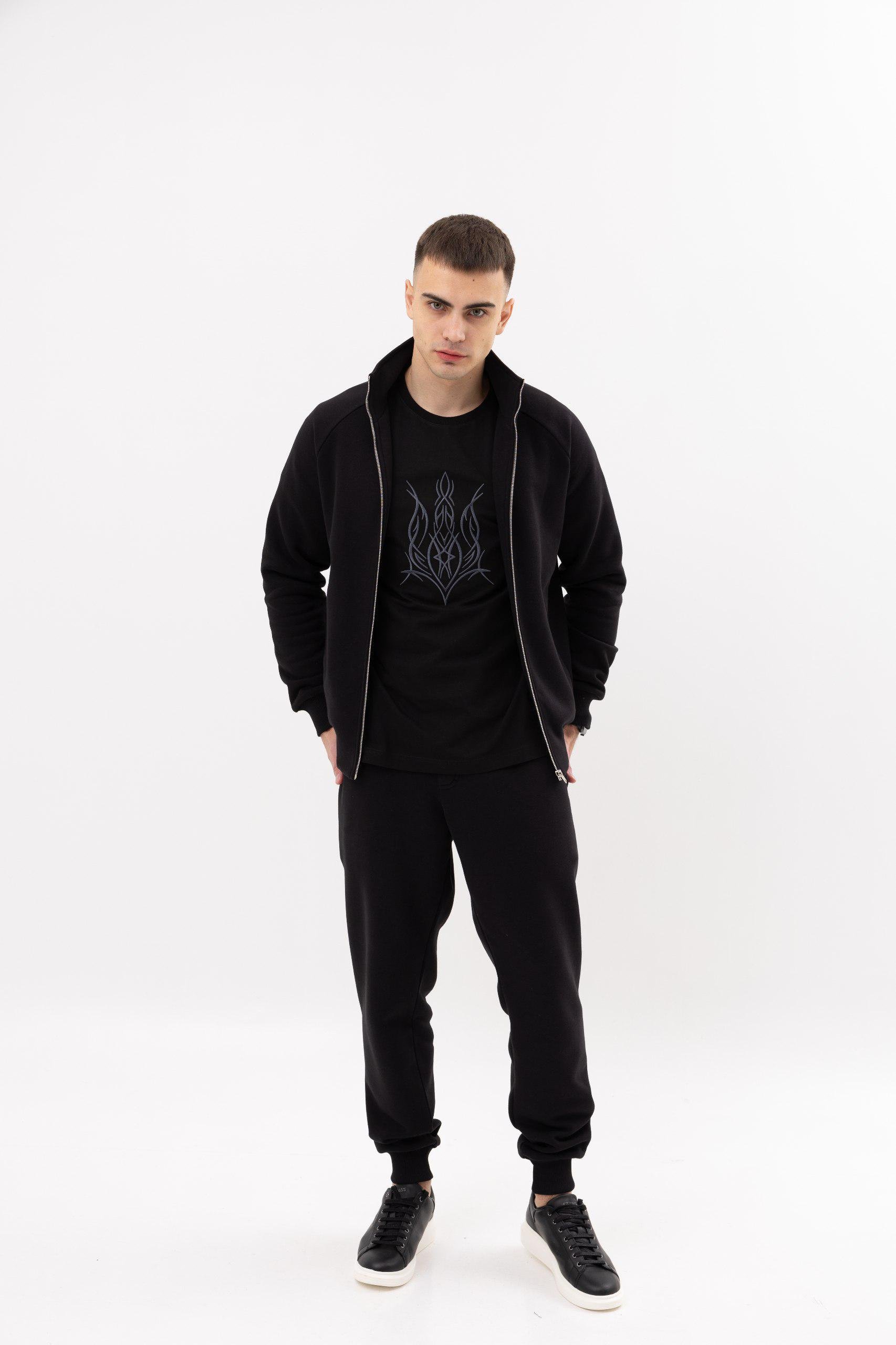 Костюм чоловічий Lookeriya олімпійка та джогери тринитка S Чорний (31757049)