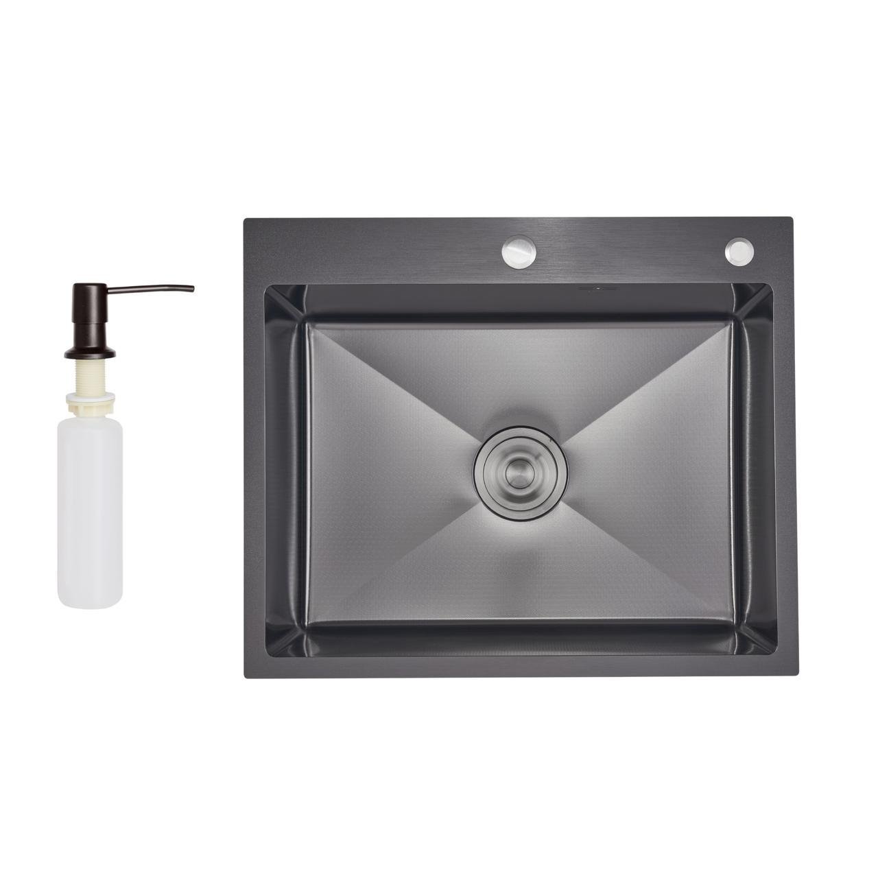 Мийка для кухні інтегрована Lidz Handmade H6050HB Decor PVD Honeycomb 2,5/0,5 мм Black (LDH6050BDECPVD48371)