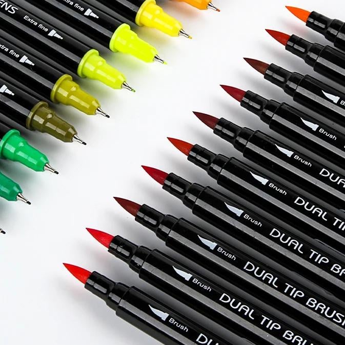 Маркеры двухсторонние акварельные для скетчинга 60 шт. - фото 6