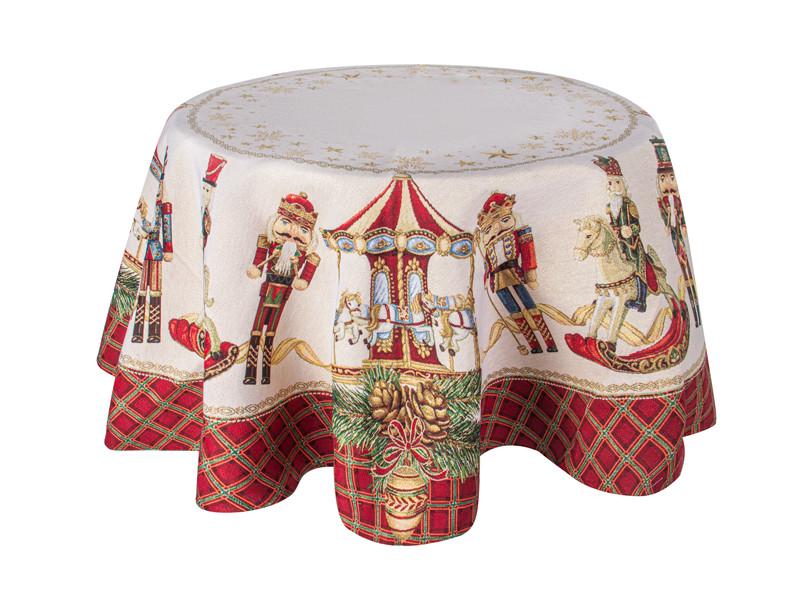 Скатерть гобелен Щелкунчик круглая диаметр 140x140 см
