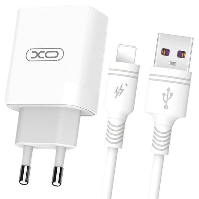 Зарядка быстрая Xo L63 QC3.0 кабель Lightning 15W White (21101)