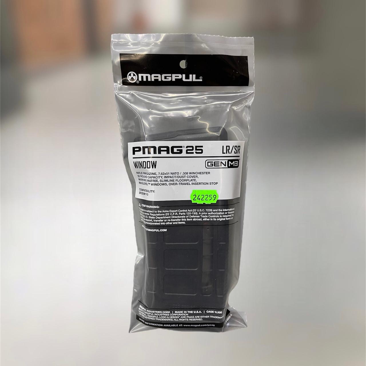Магазин для AR10 Magpul с окном на 25 патронов PMAG 25 GEN M3 SR25/M110 7,62x51 мм .308 Winchester MAG292 Черный (1678410354)