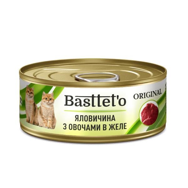 Корм для котів вологий Basttet’o Яловичина з овочами в желе 85 г (000021228)