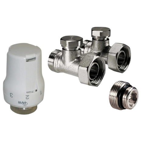 Комплект радиаторный прямой IVR 3/4"-3/4" М30х1,5 SUNNY нижнее подключение