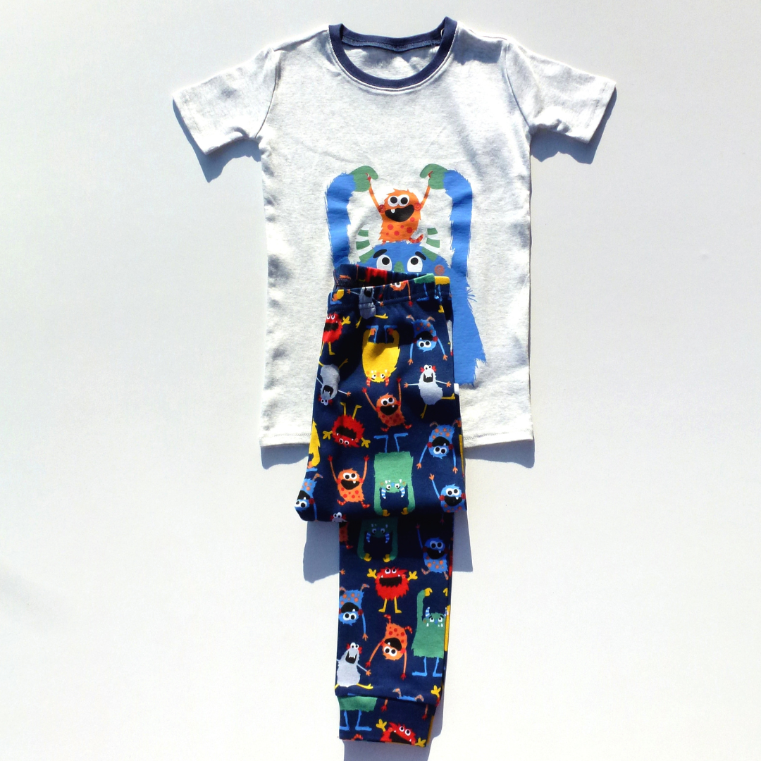 Піжама для хлопчика Children's Place з монстрами 92-98 см Сіро-синій