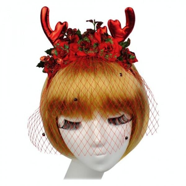 Карнавальний аксесуар Seta Ріжки Бембі Red з вуаллю (18-1045RD-GR)