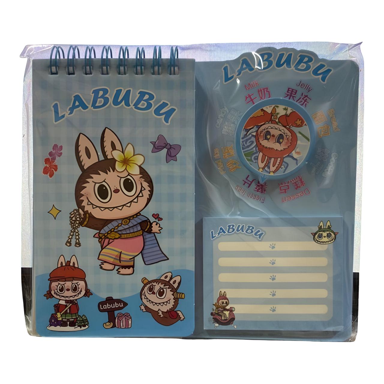 Блокнот Лабубу із наліпками/стікерами для записів та тримачем для ручки Блакитний (25-SS197)