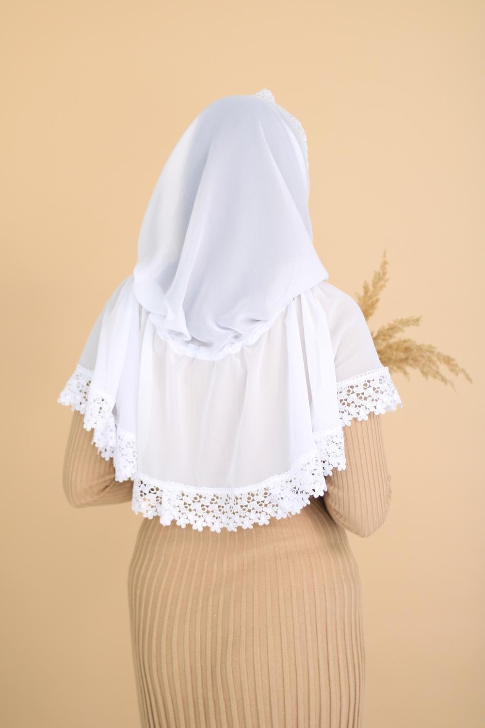 Палантин для храма на голову 80x120 см Белый (п016) - фото 3 Палантин для храма на голову 80x120 см Белый (п016) - фото 3