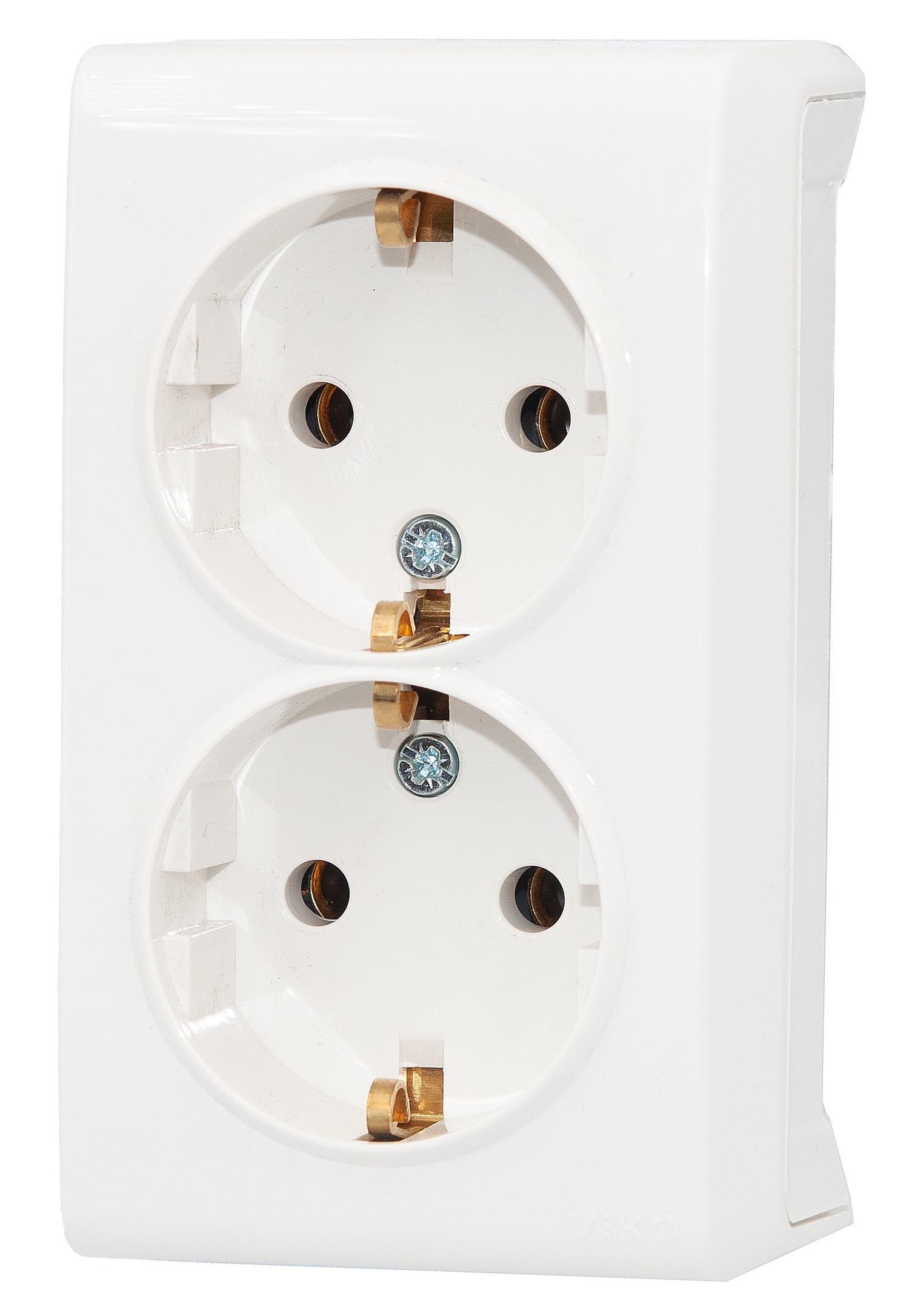 Розетка накладная двойная с заземлением Viko Vera Белый (90681056)