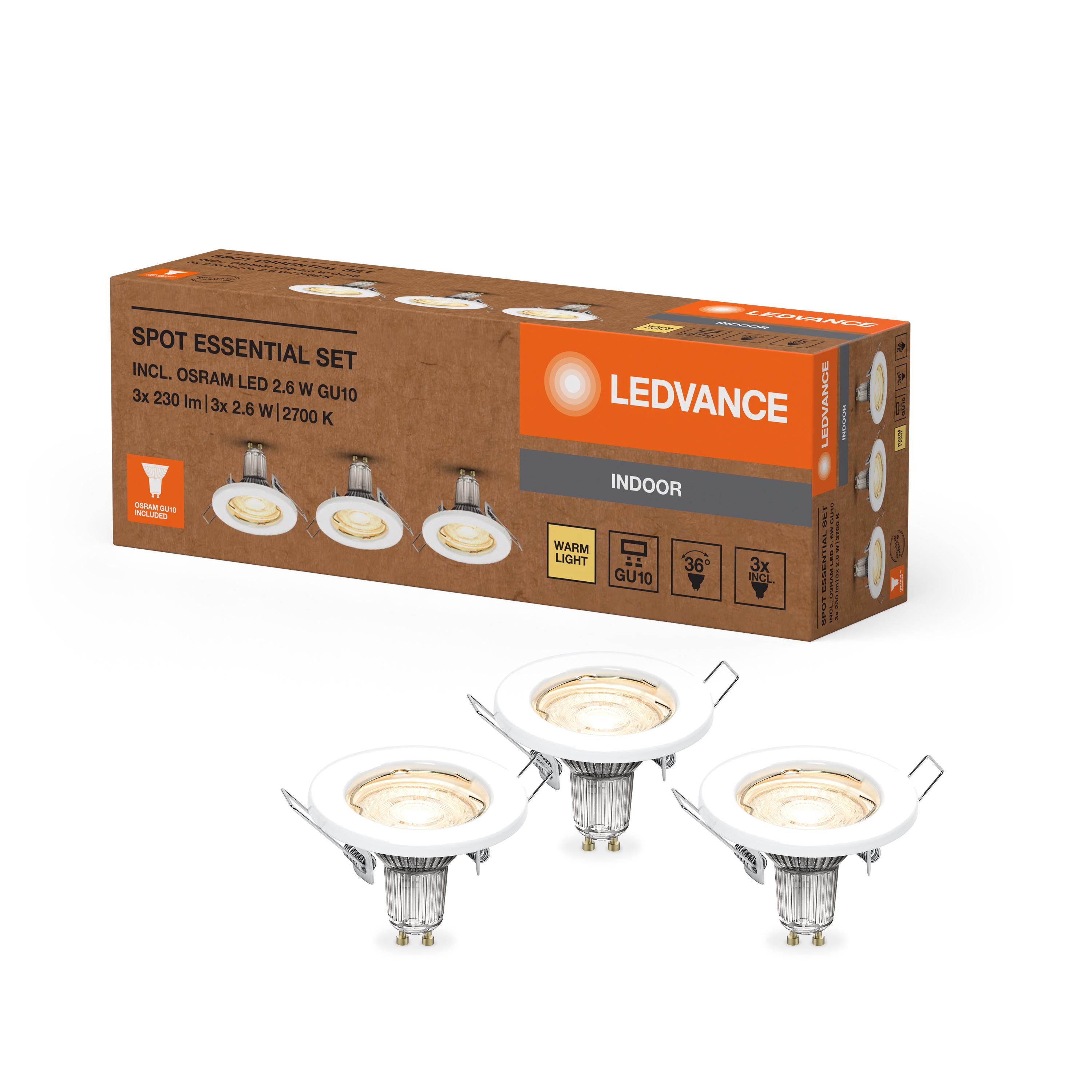 Світильник спот Ledvance SPOT ESSENTIAL SET 2,6W 220V 230lm 2700K GU10 95х80 мм 3 шт. (4099854103629)