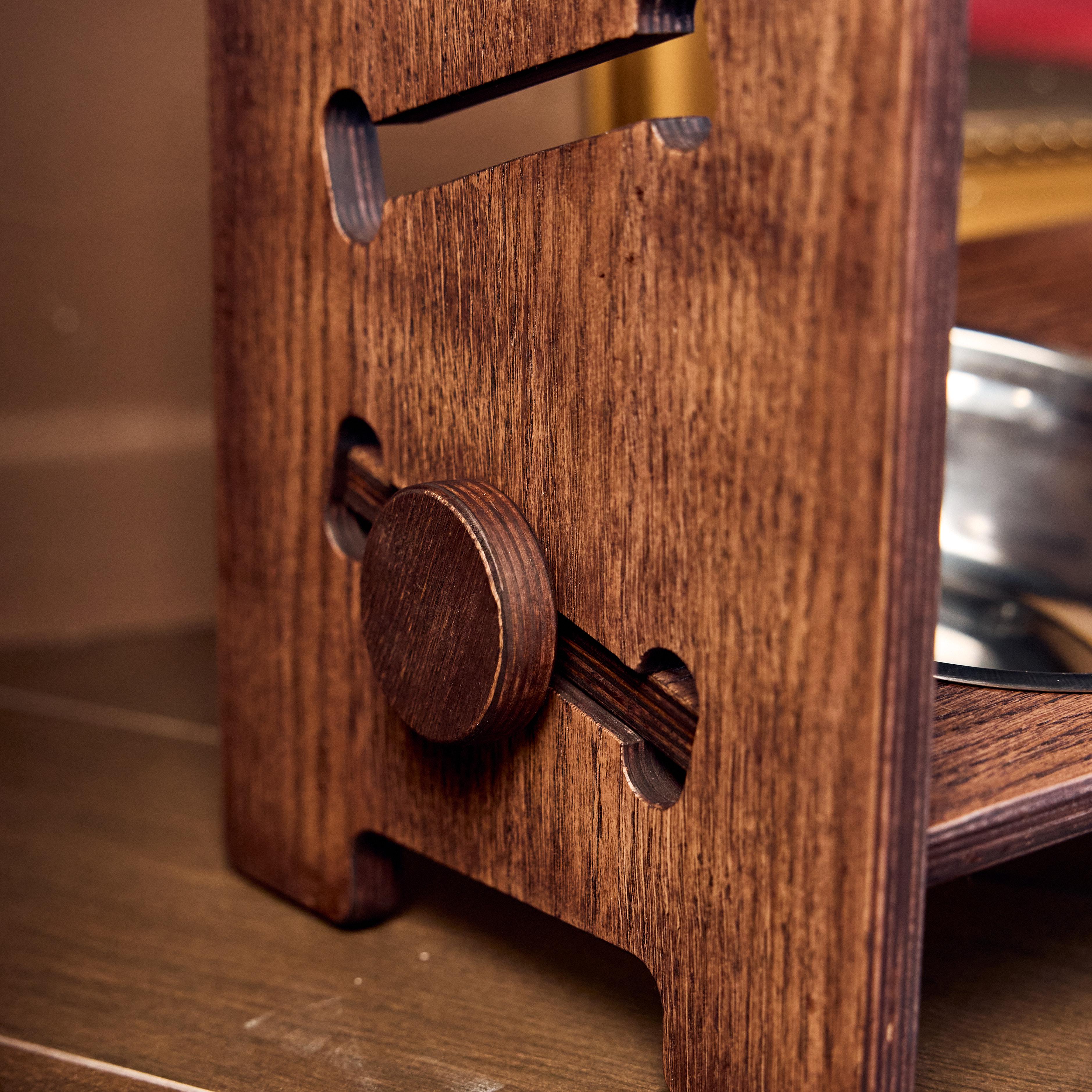 Миска на подставке для кота собаки OrganicSchef из нержавеющей стали двойная Flex 30х39х18 см 0,6/0,6 л Коричневый/Венге (811633332222) - фото 5 Миска на подставке для кота собаки OrganicSchef из нержавеющей стали двойная Flex 30х39х18 см 0,6/0,6 л Коричневый/Венге (811633332222) - фото 5