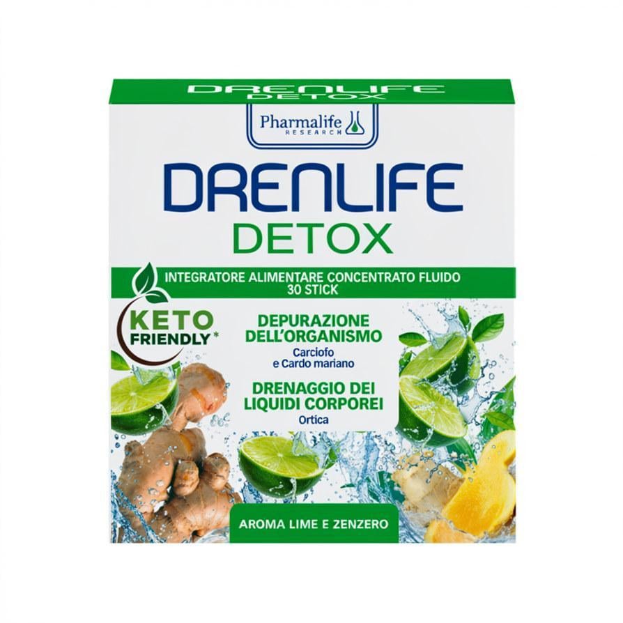 Диетическая добавка Pharmalife Drenlife Detox с ароматом лайма и имбиря 30 стиков по 10 мл (214720)